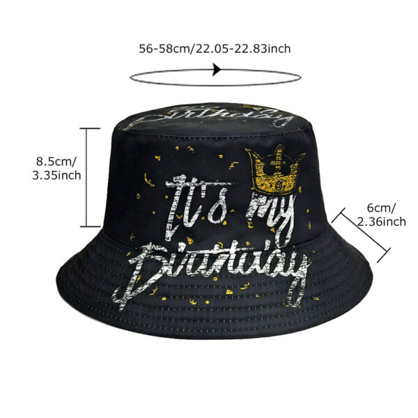 Wholesale Birthday Party Crown Pattern Bucket Hat Sun Protection Double Sided Unisex Hat for Everyday Wear