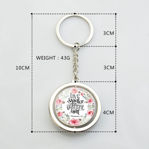 Wholesale Chic Inspirational Quote Rotating Flower Glass Pendant Keychain Jewelry Accessory for Resale