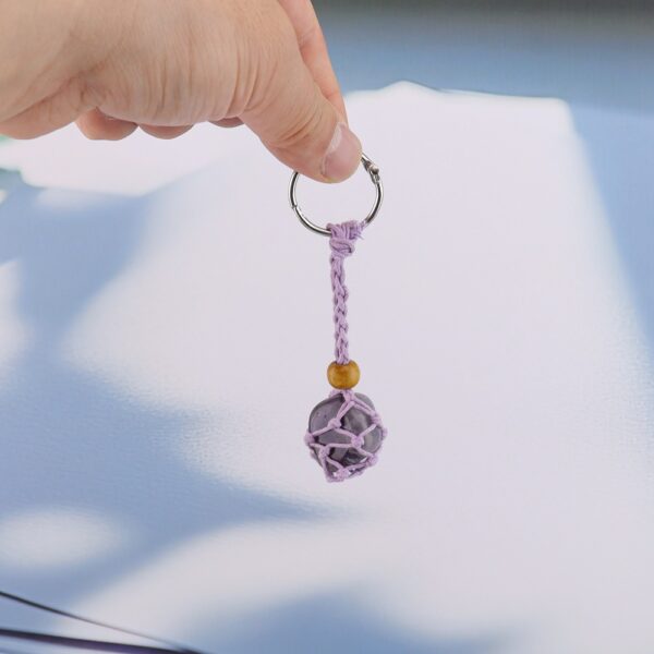 oly-4fb29b941ac0cdd9fe8711aec37f1edf Wholesale Plush Amethyst Woven Mesh Keychain Pendant Fashion Accessory Bag Charm