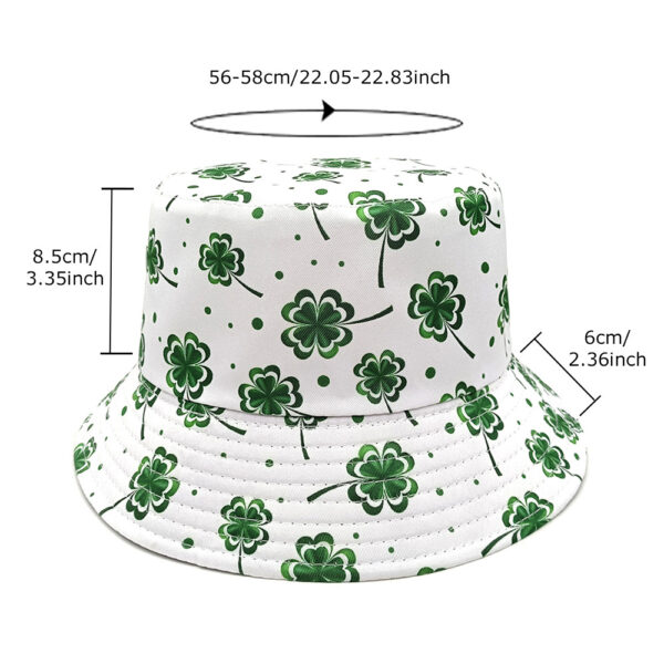 oly-4fdb9f8c180c0a2da6fb251bc24968eb Wholesale Printed Bucket Hat with Four Leaf Clover Design Chic Casual Sun Hat Unisex