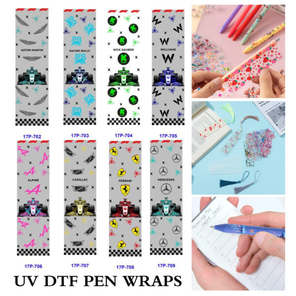 oly-50000b0669d2154fd35a9e8322d319dd Wholesale 2/8/16pcs UV DTF Stickers Race Car Enthusiast Stickers Set Pen and Bookmark Stickers