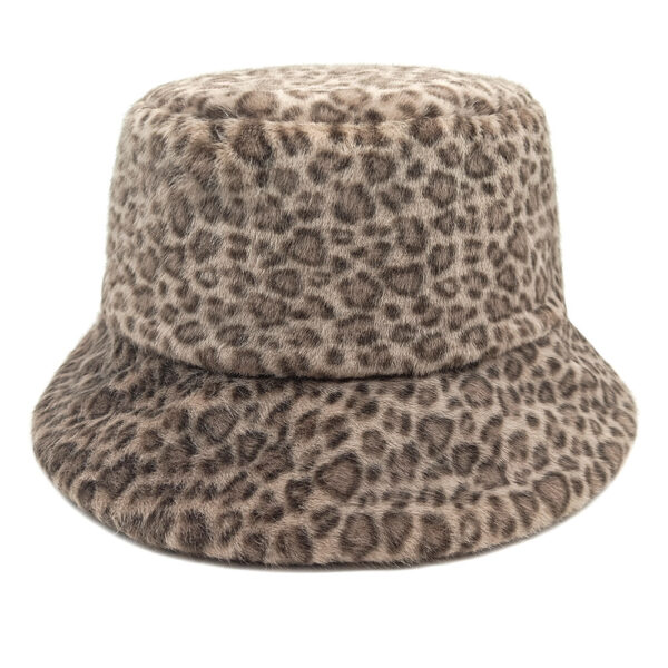 Wholesale Leopard Print Faux Fur Bucket Hat Trendy Women's Hat