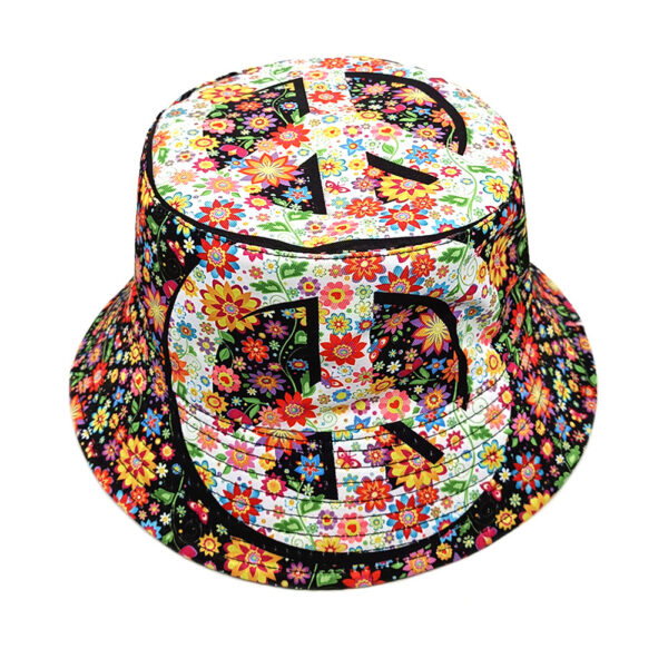 Wholesale Double Sided Geometric Retro Peace Car Print Bucket Hat for Outdoor Everyday Sun Protection
