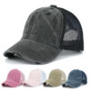 Wholesale White Washed Baseball Cap Breathable Mesh Hollow Design Curved Brim Summer Everyday Wear