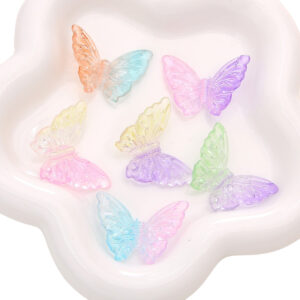 Two-color three-dimensional large butterfly, about 37x27mm, aperture about 2mm / Randomly mixed colors 5 pcs/pack