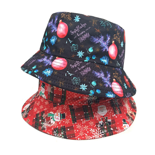 oly-5030f67e66989bc0f3a69f0d63713684 Wholesale Christmas Santa Snowman Snowflake Print Fisherman Hat, Fashion Accessory Gift for Party
