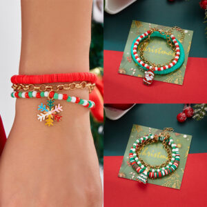 Wholesale Zinc Alloy Christmas Snowflake Bracelet Set 2 Pack Fashion Jewelry Accessory