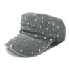 oly-504ee6217cf647804b851739cb3b54d5 Wholesale Grey Flat Top Hat with Dot Rivets Adjustable Casual Cap for Outdoor Sun Protection