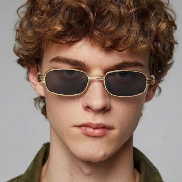 oly-504fbe7e426941b4bcf20dbc53931f71 Wholesale Vintage Metal Small Square Sunglasses Gold Frame Gray Lens UV400 Trendy Fashion Accessory