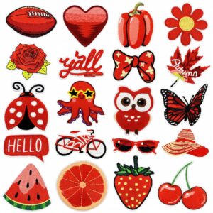 oly-5057e20f4ea56d36db1fb78bc1a322a3 Wholesale Red Series Fruit Flower Embroidery Patch Iron-On Applique for Clothing Decoration