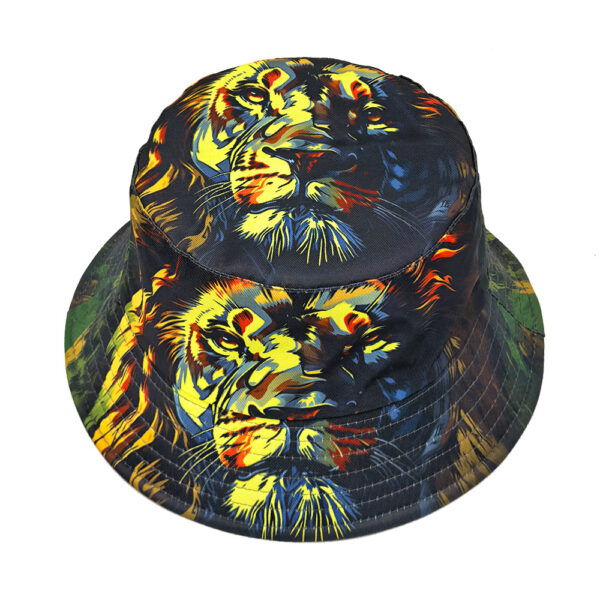 Wholesale Lion Print Reversible Bucket Hat Sun Protection Casual Fashion Accessory
