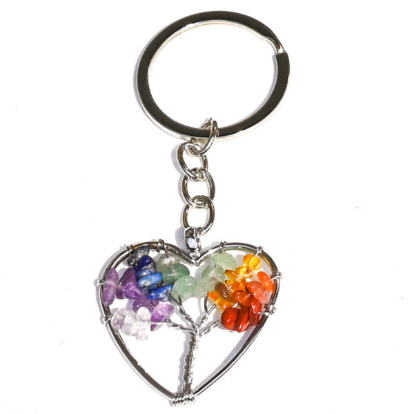 Wholesale Tree of Life Heart Keychain Pendant Natural Strawberry Crystal Fashion Accessory Gift