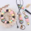Wholesale Korean Style Cartoon Pencil Silicone Wrist Keychain Set DIY Charm Accessory for Graduation Gifts