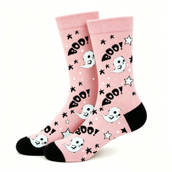 oly-50e06bf6dcf3a4a45fceae0da4e79980 Wholesale Halloween Cotton Mid Calf Socks Pumpkin Bat Pattern Party Accessory