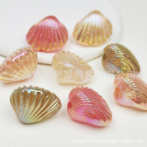 oly-50e4c80f55bad45dcd21dc0b31f78357 Wholesale Colorful Acrylic Scallop Beads for DIY Jewelry Keychain Bag Charm Car Accessory Resale