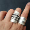 Wholesale Electroplated Alloy Ancient Silver Geometric Retro Ring Unisex Fashion Accessory Gift