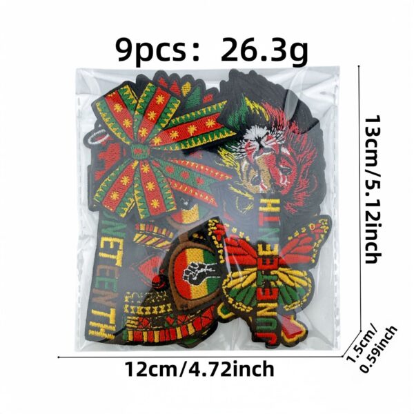 Wholesale Cartoon Black Embroidery Patches Set of 9 Polyester Iron-On for DIY Fashion Accessories
