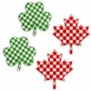 oly-5101820fcc989d9064a6d8348e541292 Wholesale Checkerboard Clover Maple Leaf Embroidered Patches Set of 4 Iron On DIY Clothing Decor Craft Supply