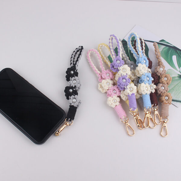oly-5107756bdc776c1368990a9ed683dc83 Wholesale Pearl Flower Handwoven Phone Strap Candy Color Cute Keychain for Women Casual Gift Decorative Accessory