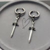 Wholesale Y2K Punk Sword Pendant Earrings Titanium Steel Hoops Fashion Accessory for Women