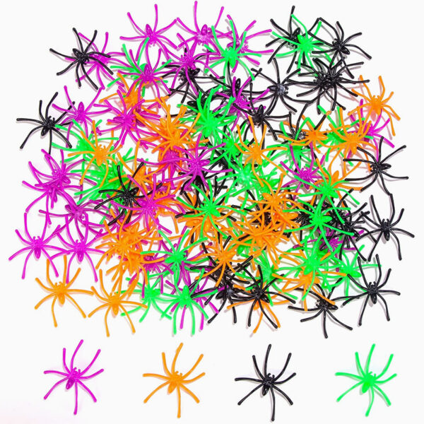 Wholesale Colorful Plastic Spider Decorations for Halloween Party Resale Supplies