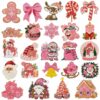 Wholesale Pink Christmas Embroidery Patch Polyester Thread Iron-On Decorative Gift