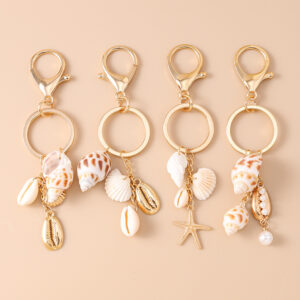 oly-513cb671a61f36c279497a7f6cd30cf3 Wholesale Chic Resin Shell and Starfish Keychain - Beachy Decorative Accessory for Bag or Keys, Perfect Gift