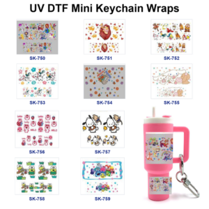 Wholesale 8pcs Cute Hand Drawn Animal Character Floral Heart Decor Mini Cup Keychain Sticker OLY Exclusive