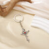 Wholesale Classical Red Cross Keychain Pendant with Ruby Accent Zinc Alloy Car Key Accessory OLY Exclusive