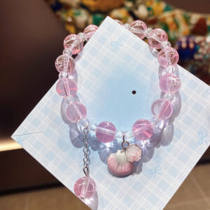 Pink shell flower glass bracelet bag