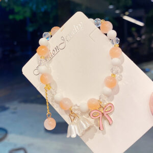 Orange lily of the valley flower bow bracelet (opp bag)