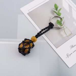 Black rope + tiger stone keychain