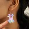 Wholesale Hot-Selling Halloween Colorful Ghost Acrylic Earrings Quirky Niche Design Creative Earrings Ghost Ear Accessories