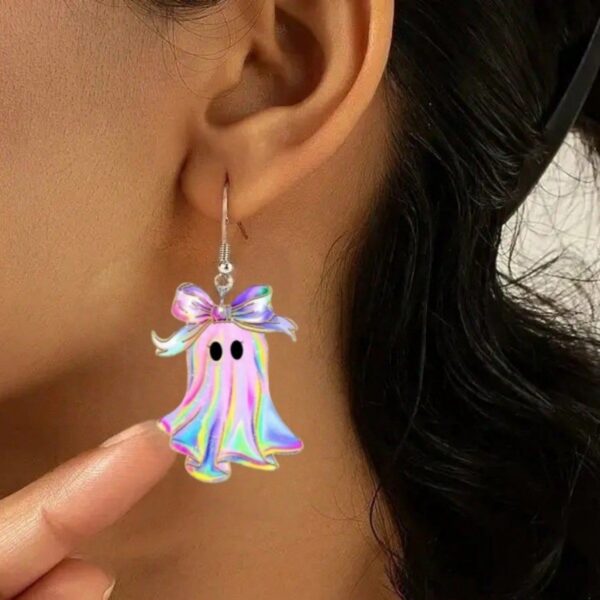 Wholesale Hot-Selling Halloween Colorful Ghost Acrylic Earrings Quirky Niche Design Creative Earrings Ghost Ear Accessories