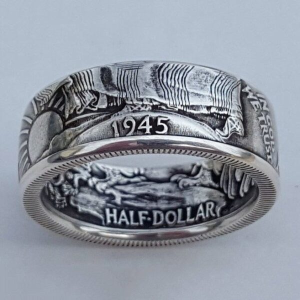 Wholesale Ancient Silver 1945 Morgan Coin Ring Unisex Alloy Electroplated Boutique Resale