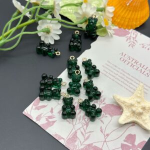 Translucent dark green / Bear pendant (single)