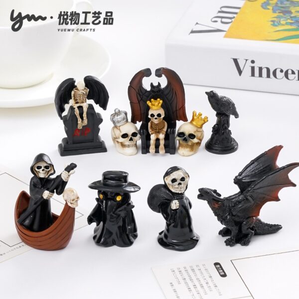 Wholesale Resin Halloween Skeleton Angel Figurine Cartoon Style DIY Car Desktop Decoration