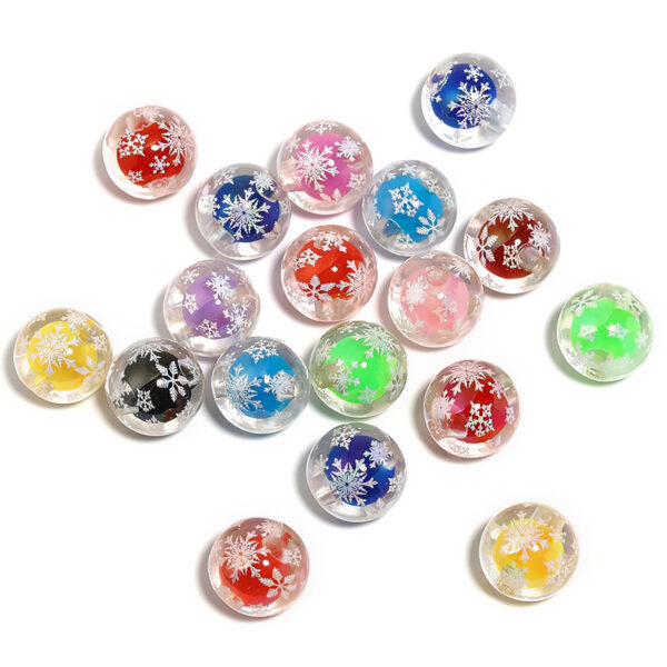 oly-520c59912e3c11bb67f67843dce7944b Wholesale Christmas Acrylic Beads Metallic Snowflake Round 16mm for DIY Phone Chain Bag Charm Decorative Accessory
