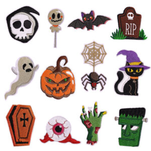 oly-5238780fb64c02b355f9cf2aaaf55fb6 Wholesale Halloween Themed Iron-On Patches Cat Pumpkin Bat Embroidery Patch for Sweater Decoration Fashion Accessory Gift