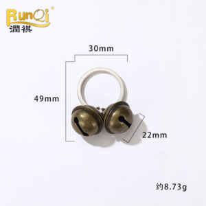 30mm iron flat ring buckle 2 bronze iron wire bells