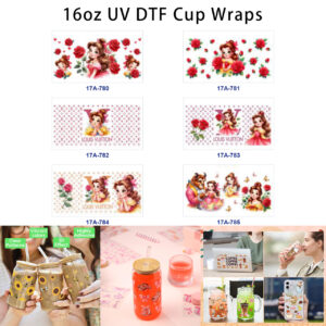 Wholesale 5pcs Romantic Garden Maiden Red Rose Retro Texture Ornament 16oz Cup UV DTF Wraps OLY Exclusive