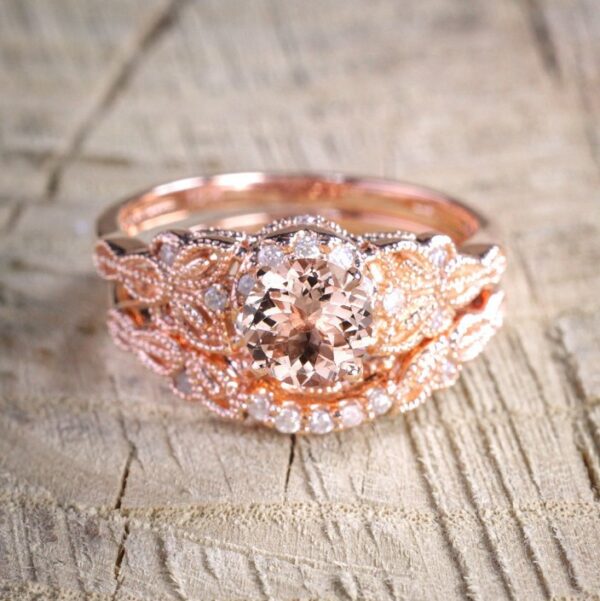 Wholesale Leaf Crystal Zircon Two-Piece Ring Set Fashion Jewelry Accessory for Wedding