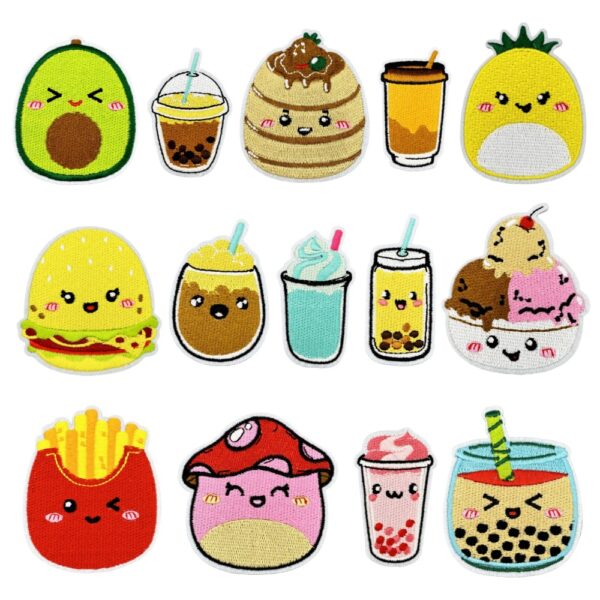Wholesale Cute Cartoon Food Iron-on Patches Hamburger Ice Cream Embroidered Craft Supply for Resale