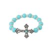 oly-52c27587bb44fde5f3d968194067cb61 Wholesale Vintage Carved Cross Western Cowboy Blue Bead Bracelet Alloy Fashion Accessory