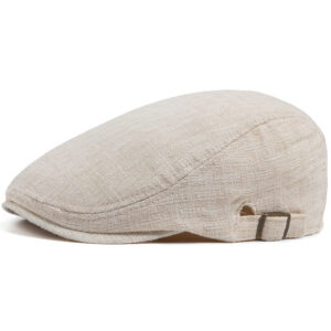Off-white-cotton and linen peaked cap / Adjustable