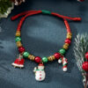 oly-52e8b3382296a3754bb433c45a54e80f Wholesale Christmas Snowman Bell Beaded Bracelet Handmade Adjustable Alloy Holiday Jewelry Accessory
