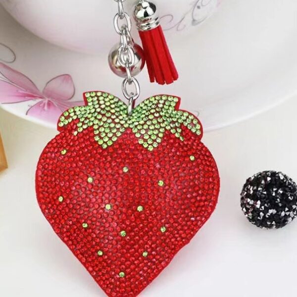Wholesale Red Tassel Strawberry Bag Charm Korean Velvet Keychain Wedding Gift Boutique Resale
