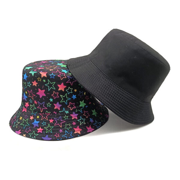 oly-5309bbd6412f08ae606a28991cc71062 Wholesale Colorful Five Point Star Fisherman Hat Chic Sunscreen Bucket Hat for Couples Outdoor Hiking