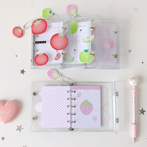 oly-535acafb0648e6294ac28f02d6003c68 Wholesale Literary Style Strawberry Pattern PVC Loose Leaf Notebook for Student DIY Journaling