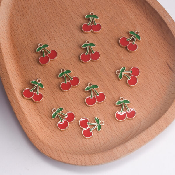 oly-53e3f97287c81c34e944e5d9f95738a0 Wholesale Alloy Baked Red Cherry Pendant Trendy Jewelry Accessory for DIY Bag Charm Keychain